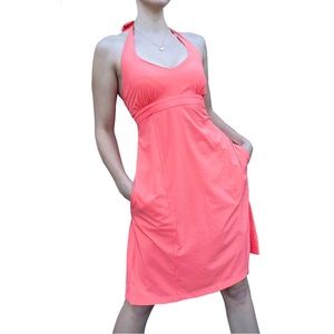 Coral Halter Neck Dress